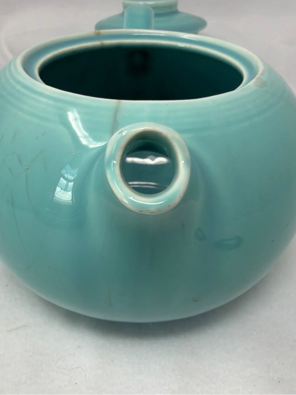 Vintage Teal Ceramic Teapot with Lid